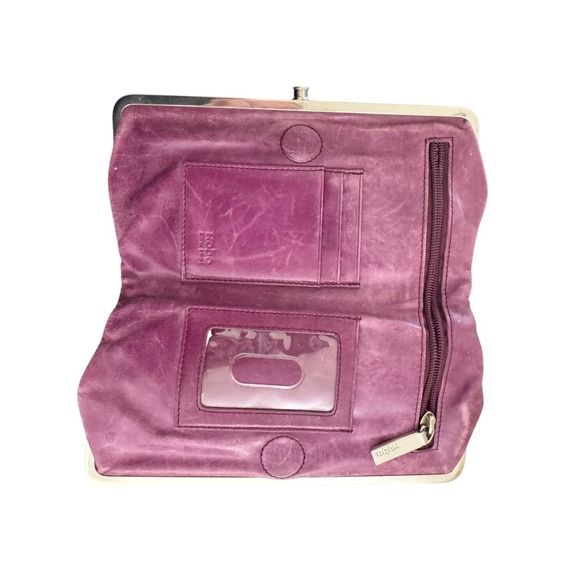 HOBO Handbags - HOBO Lauren Clutch Wallet Purse for Women Purple Leather Multiple Inner Divider